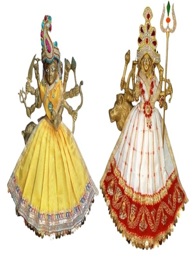 My God Gift Navratri Special، MATA Rani Vastra، Devi MATA Poshak، فستان Durga MATA، Radha Rani Poshak for Standing Idol، فستان MATA متعدد الألوان، عبوة من 2 (أبيض وأصفر، 4 بوصات) - Image 1